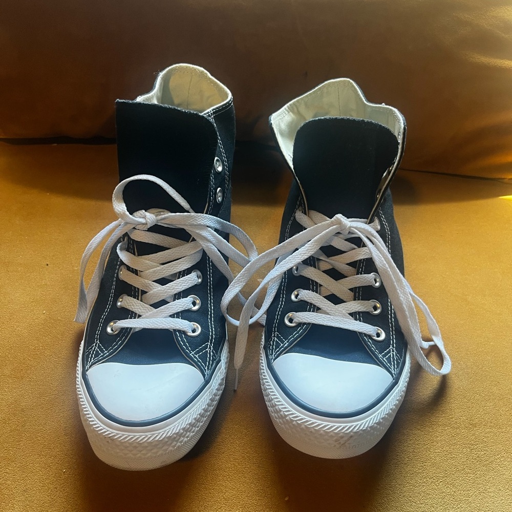 Converse Mens Black and White High-Top Canvas Sneakers